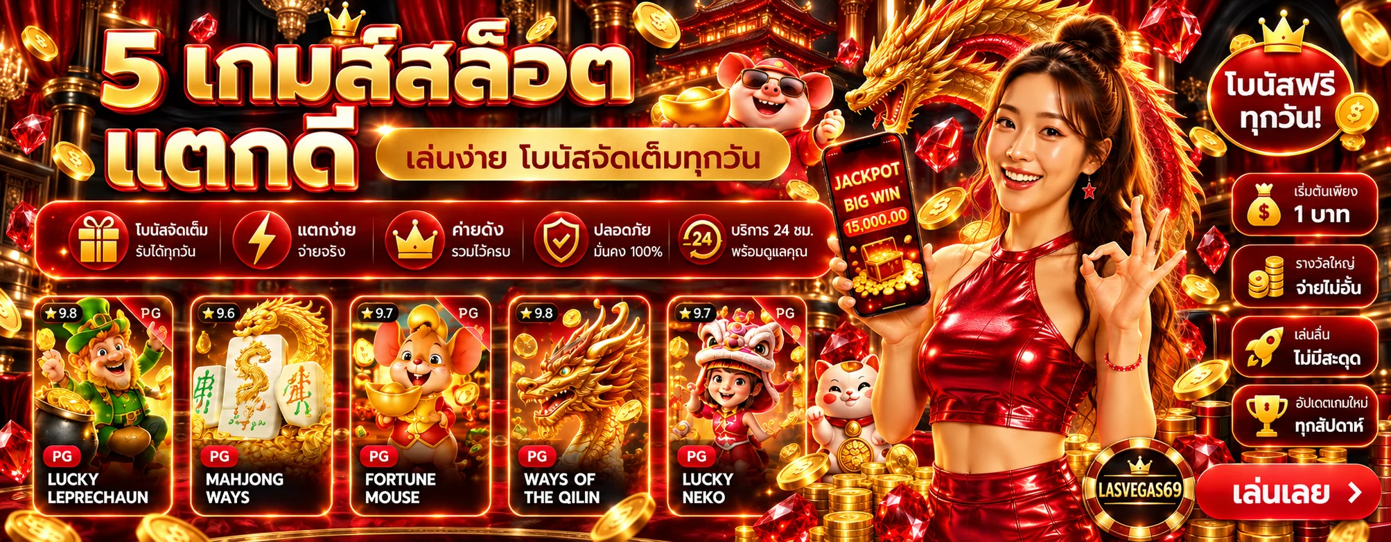 เกมสล็อต LASVEGAS69 พร้อมเกม PG และตารางจ่าย